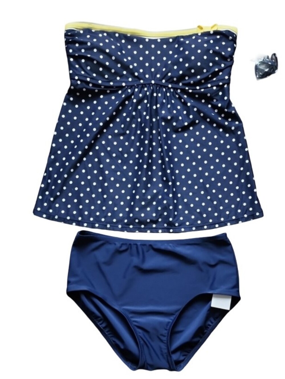 Beach House Navy Polka Dot Bandeau Tankini Swimsuit Set Size 8 NWT Tummy Control